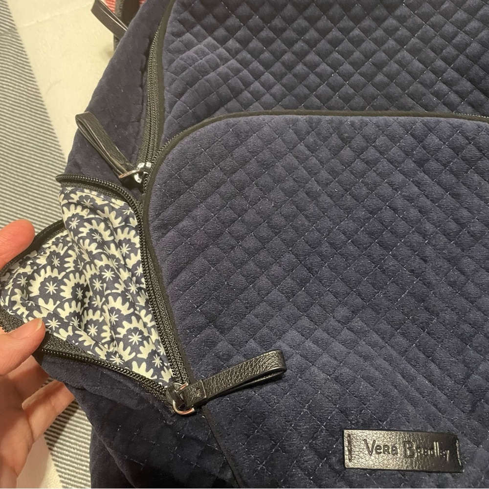 Vera Bradley Quilted Navy Velvet Backpack - Picture 4 of 13